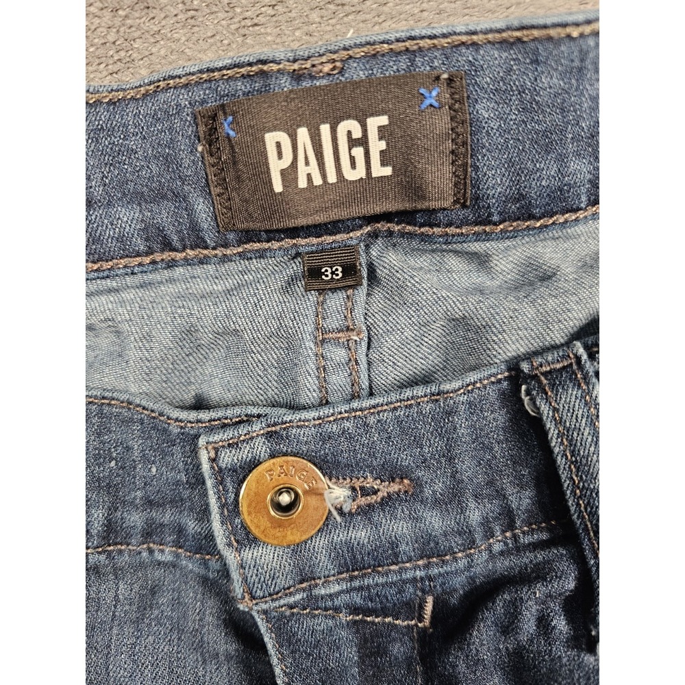 Paige Lennox Carpenter Slim Straight Stretch Jeans Mens 33 Dark Blue - Picture 2 of 10